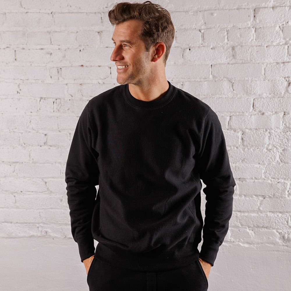 Myles Skyline Heavy Weight Fleece Crewneck Pullover Sweatshirt Black size Small